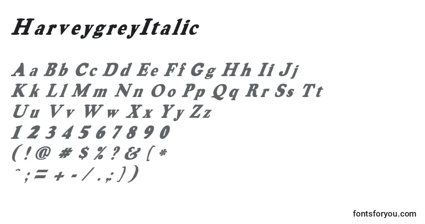 HarveygreyItalic Font – alphabet, numbers, special characters