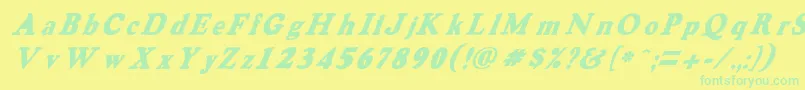 HarveygreyItalic Font – Green Fonts on Yellow Background