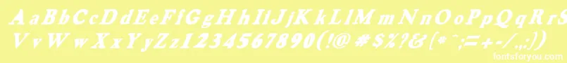 HarveygreyItalic-Schriftart – Weiße Schriften auf gelbem Hintergrund