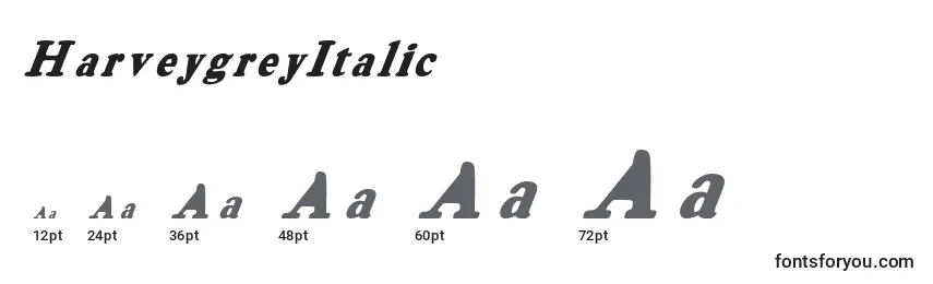 HarveygreyItalic Font Sizes