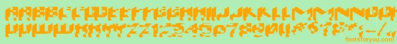 Wash99 Font – Orange Fonts on Green Background
