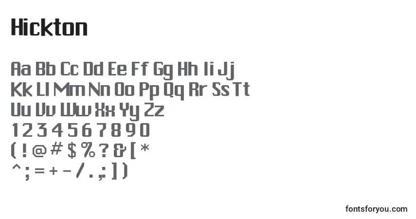 Schriftart Hickton – Alphabet, Zahlen, spezielle Symbole