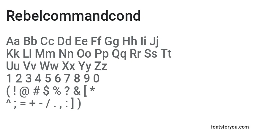 Шрифт Rebelcommandcond – алфавит, цифры, специальные символы