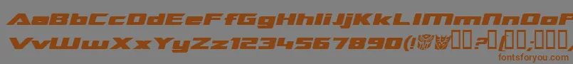 フォントTransroboticsExtendedItalic – 茶色の文字が灰色の背景にあります。