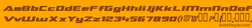 More about TransroboticsExtendedItalic Font TransroboticsExtendedItalic Font – Brown Fonts on Orange Background