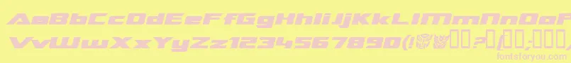フォントTransroboticsExtendedItalic – ピンクのフォント、黄色の背景