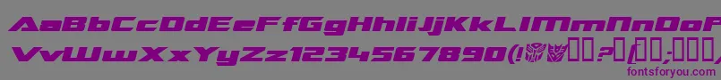 フォントTransroboticsExtendedItalic – 紫色のフォント、灰色の背景