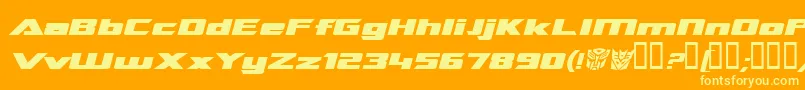 TransroboticsExtendedItalic-Schriftart – Gelbe Schriften auf orangefarbenem Hintergrund