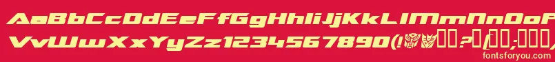 TransroboticsExtendedItalic-Schriftart – Gelbe Schriften auf rotem Hintergrund