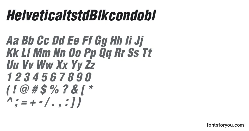 Czcionka HelveticaltstdBlkcondobl – alfabet, cyfry, specjalne znaki