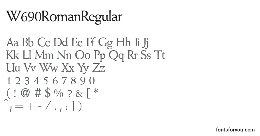 A fonte W690RomanRegular – alfabeto, números, caracteres especiais