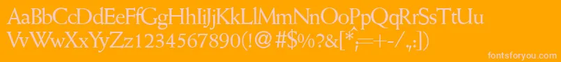 W690RomanRegular Font – Pink Fonts on Orange Background