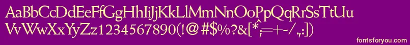 W690RomanRegular Font – Yellow Fonts on Purple Background