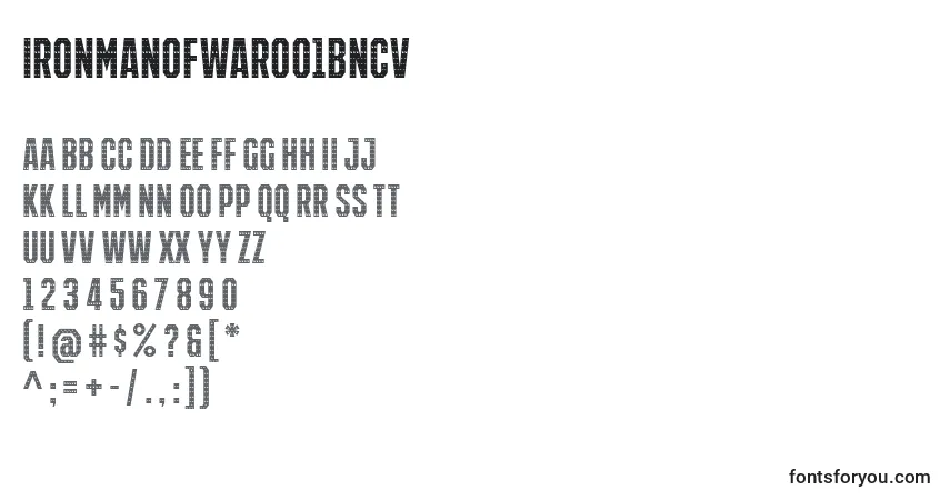 Czcionka IronManOfWar001bNcv – alfabet, cyfry, specjalne znaki