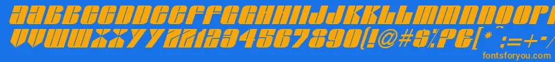 Glypic-Schriftart – Orangefarbene Schriften auf blauem Hintergrund
