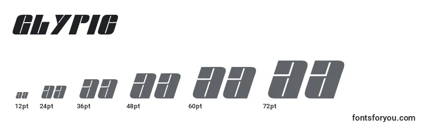 Размеры шрифта Glypic