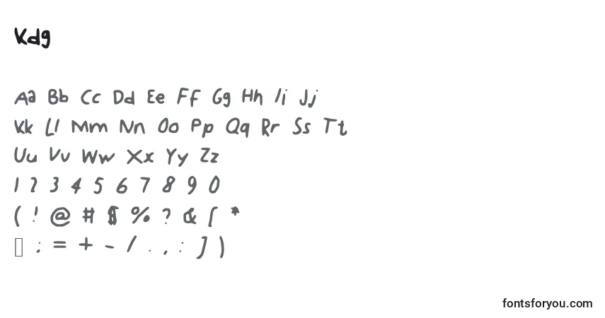 A fonte Kdg – alfabeto, números, caracteres especiais