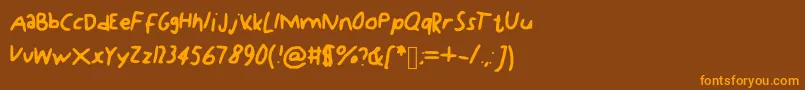 Kdg-Schriftart – Orangefarbene Schriften auf braunem Hintergrund