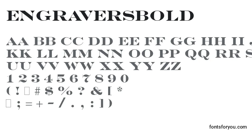 Шрифт EngraversBold – алфавит, цифры, специальные символы