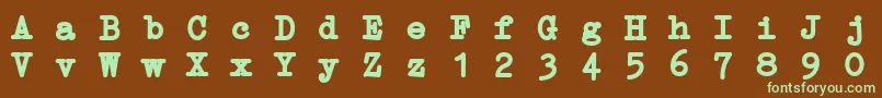 フォントErikaTypeBi – 緑色の文字が茶色の背景にあります。
