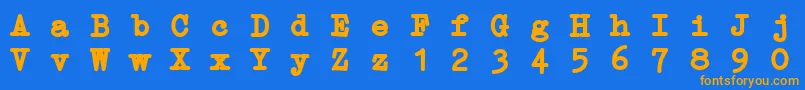 フォントErikaTypeBi – オレンジ色の文字が青い背景にあります。