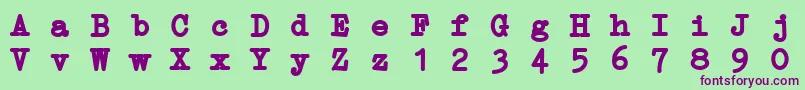 フォントErikaTypeBi – 緑の背景に紫のフォント