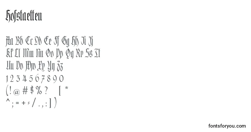 Fuente Hofstaetten - alfabeto, números, caracteres especiales
