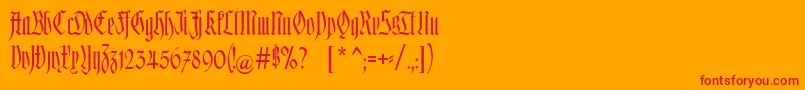 Weitere Informationen zur Hofstaetten-Schriftart Hofstaetten-Schriftart – Rote Schriften auf orangefarbenem Hintergrund