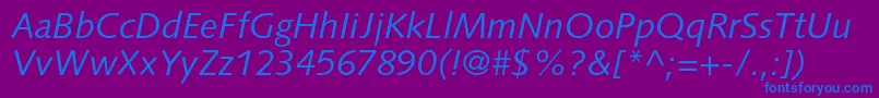 SyntaxltstdItalic Font – Blue Fonts on Purple Background