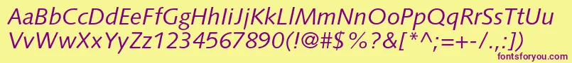 SyntaxltstdItalic Font – Purple Fonts on Yellow Background