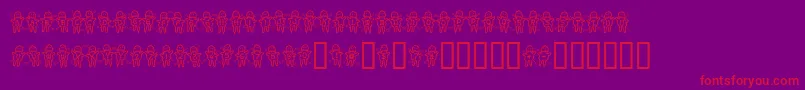 フォントVoodoodollspinned – 紫の背景に赤い文字