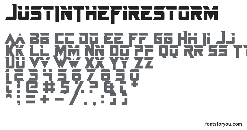 JustInTheFirestorm Font – alphabet, numbers, special characters