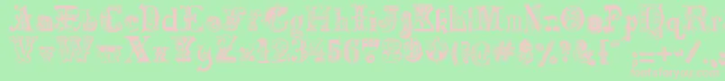 Harlequinade-Schriftart – Rosa Schriften auf grünem Hintergrund