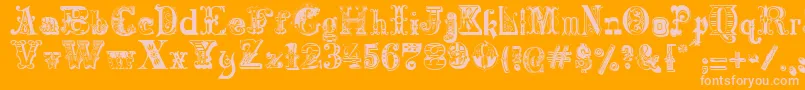 Harlequinade Font – Pink Fonts on Orange Background