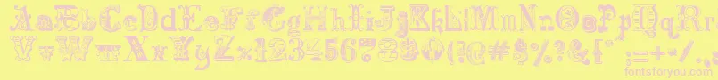 Harlequinade Font – Pink Fonts on Yellow Background