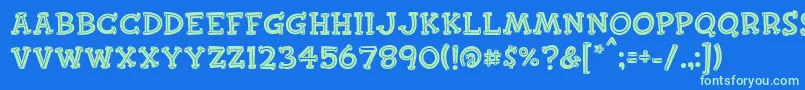 Finkbold Font – Green Fonts on Blue Background