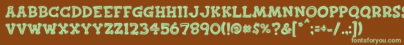 Finkbold-fontti – vihreät fontit ruskealla taustalla