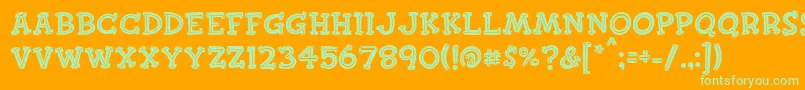 Finkbold Font – Green Fonts on Orange Background