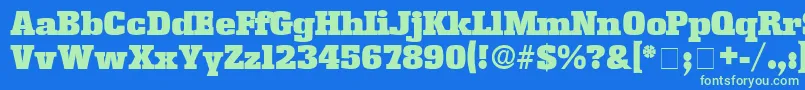 KamanDisplaySsi Font – Green Fonts on Blue Background