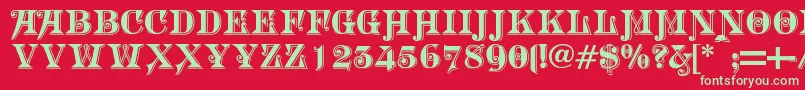 Morgantwentynine Font – Green Fonts on Red Background