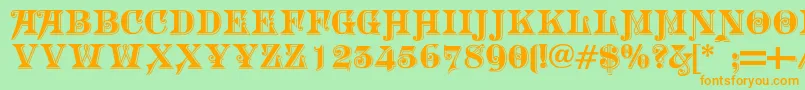 Шрифт Morgantwentynine – оранжевые шрифты на зелёном фоне