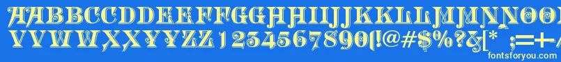 Morgantwentynine Font – Yellow Fonts on Blue Background