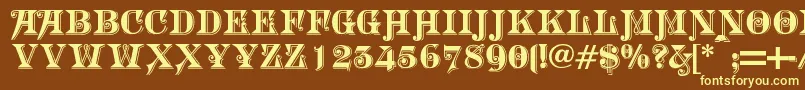 Morgantwentynine-Schriftart – Gelbe Schriften auf braunem Hintergrund