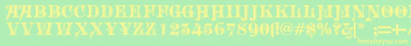 Morgantwentynine Font – Yellow Fonts on Green Background