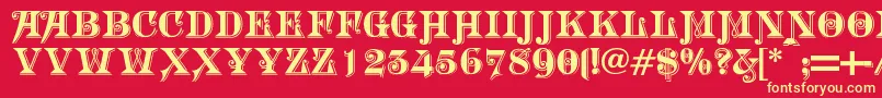 Morgantwentynine Font – Yellow Fonts on Red Background