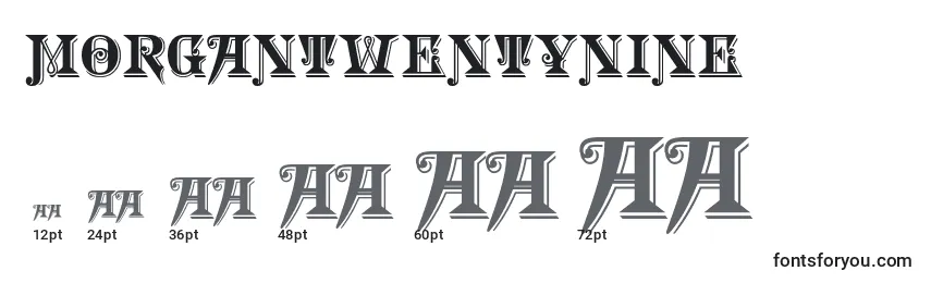Размеры шрифта Morgantwentynine