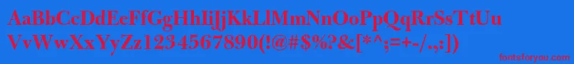 BulmermtstdBolddisplay-fontti – punaiset fontit sinisellä taustalla