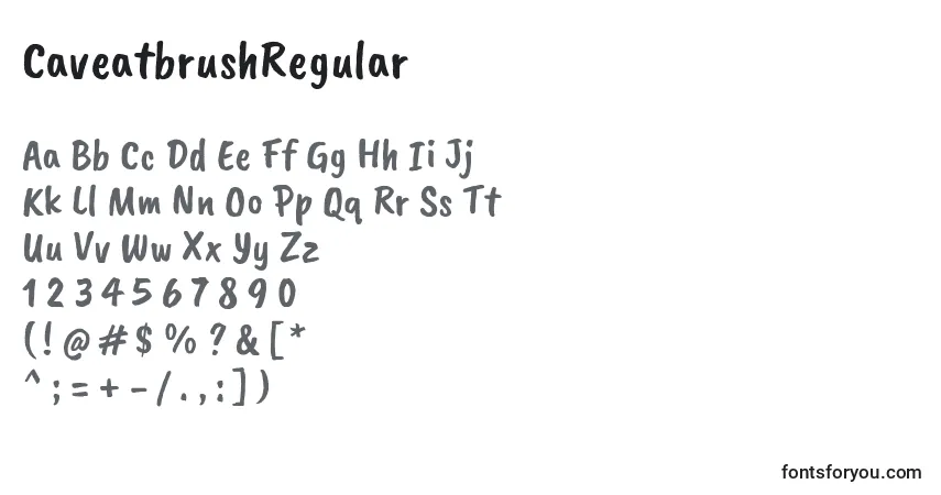 Шрифт CaveatbrushRegular – алфавит, цифры, специальные символы