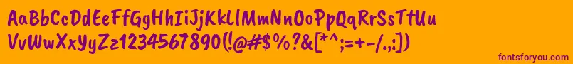 Weitere Informationen zur CaveatbrushRegular-Schriftart CaveatbrushRegular-Schriftart – Violette Schriften auf orangefarbenem Hintergrund