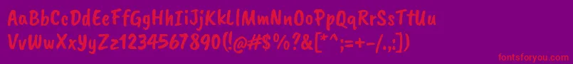 フォントCaveatbrushRegular – 紫の背景に赤い文字